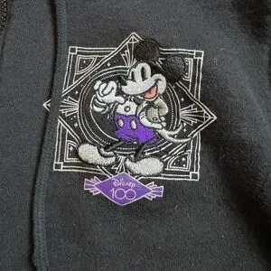 Disney | Tops | Adult Xs Disney 0 Black Embroidered Zip Up Hoodie